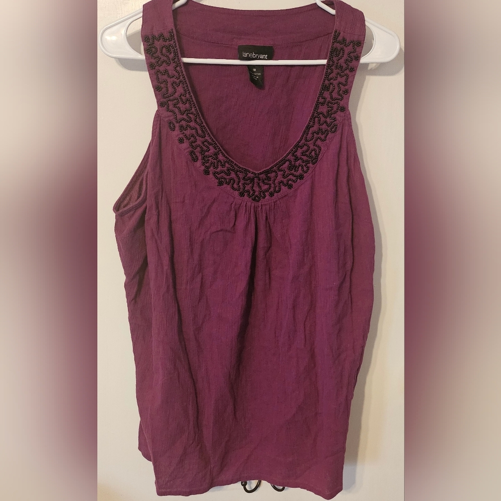 Lane Bryant Embellished Purple Tank Top